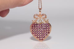 New Made 8k Gold Natural Diamond And Ruby Decorated Pendant Necklace
