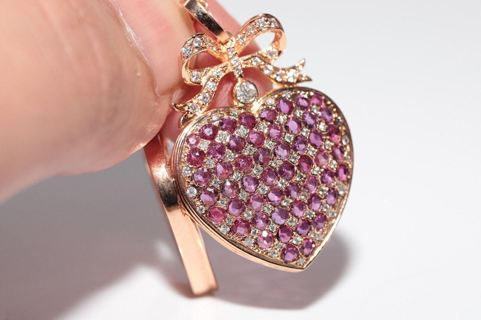 New Made 8k Gold natürlichen Diamanten und Rubin dekoriert Anhänger Halskette im Zustand „Gut“ im Angebot in Fatih/İstanbul, 34