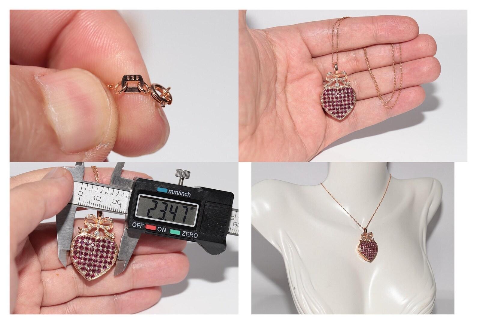 New Made 8k Gold natürlichen Diamanten und Rubin dekoriert Anhänger Halskette Damen im Angebot