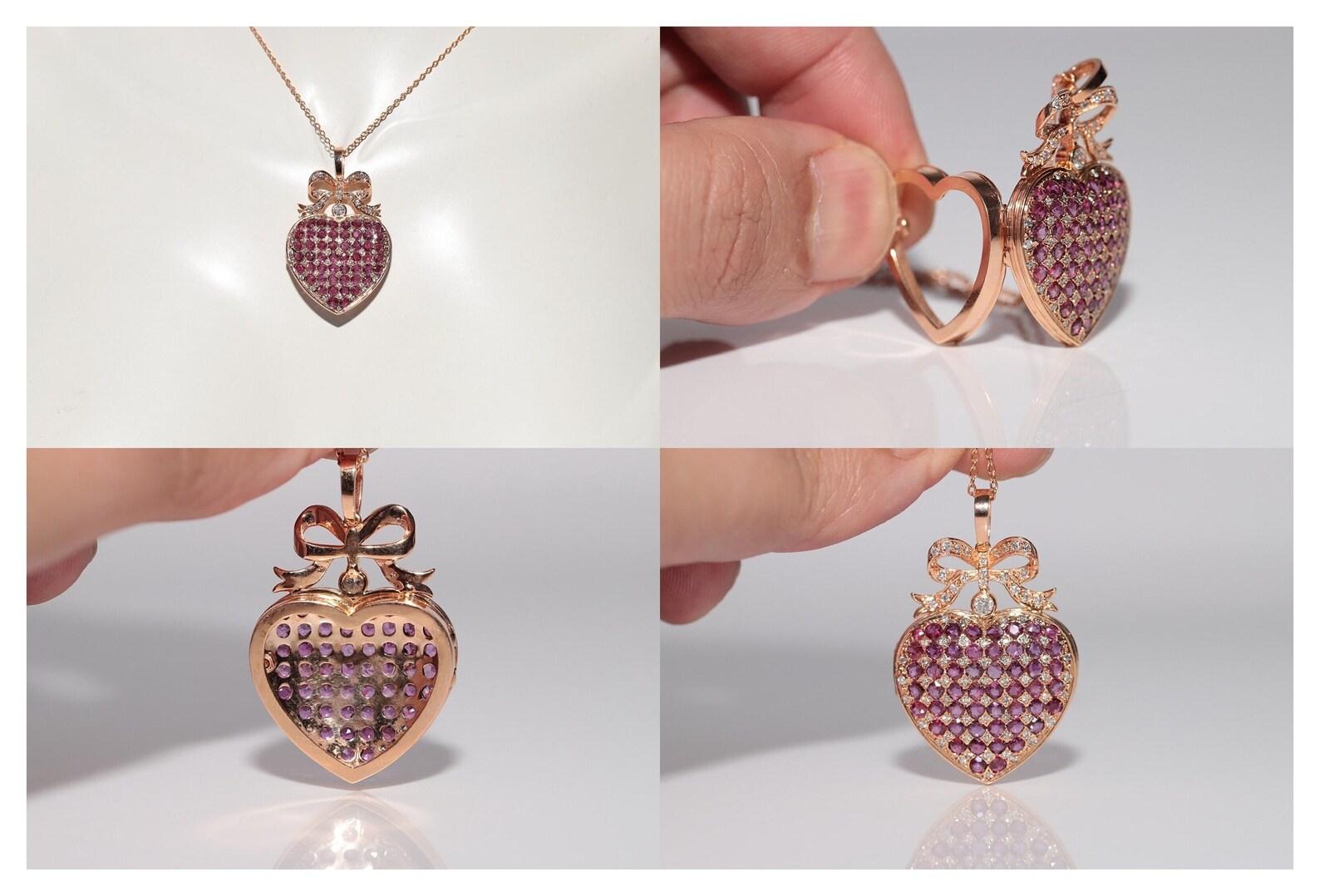 New Made 8k Gold natürlichen Diamanten und Rubin dekoriert Anhänger Halskette im Angebot 1