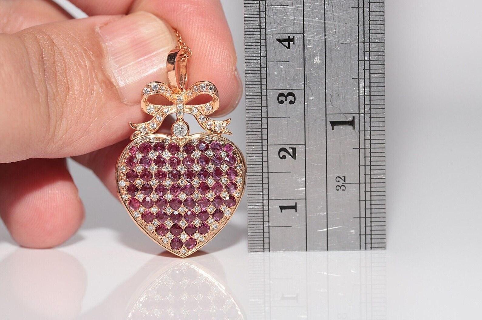 New Made 8k Gold natürlichen Diamanten und Rubin dekoriert Anhänger Halskette im Angebot 2