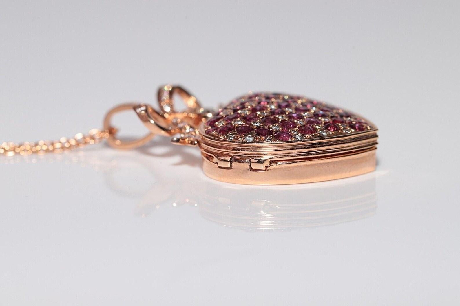 New Made 8k Gold natürlichen Diamanten und Rubin dekoriert Anhänger Halskette im Angebot 3