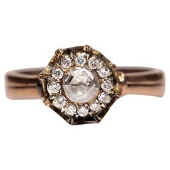 New Made 8k Gold Natural Diamond Decorated Cocktail Ring 