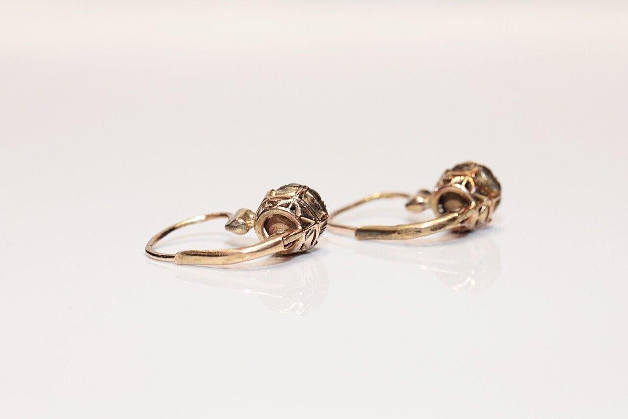 New Made 8k Gold Natural Rose Cut Diamond Decorated Earring For Sale 1