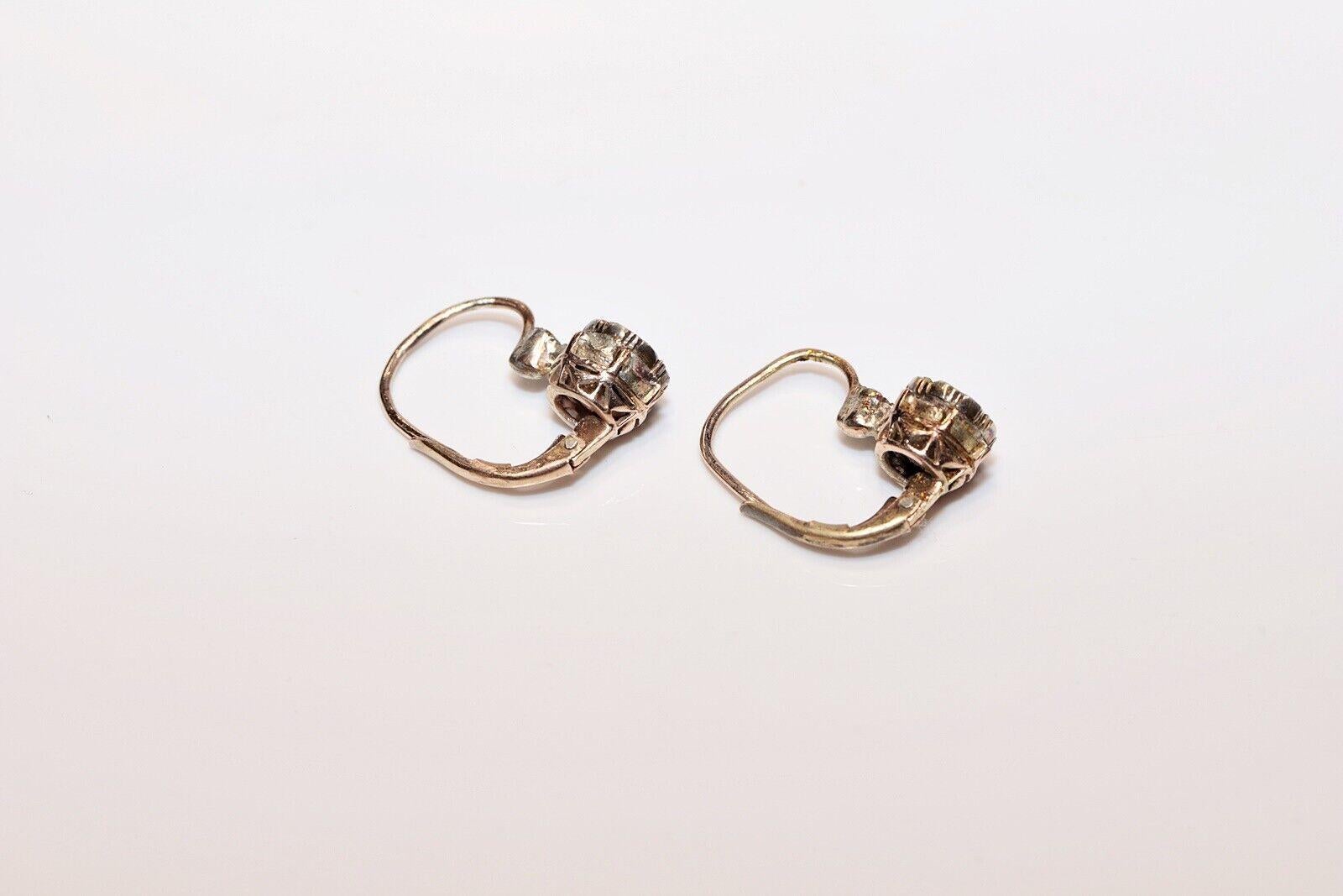 New Made 8k Gold Natural Rose Cut Diamond Decorated Earring For Sale 2