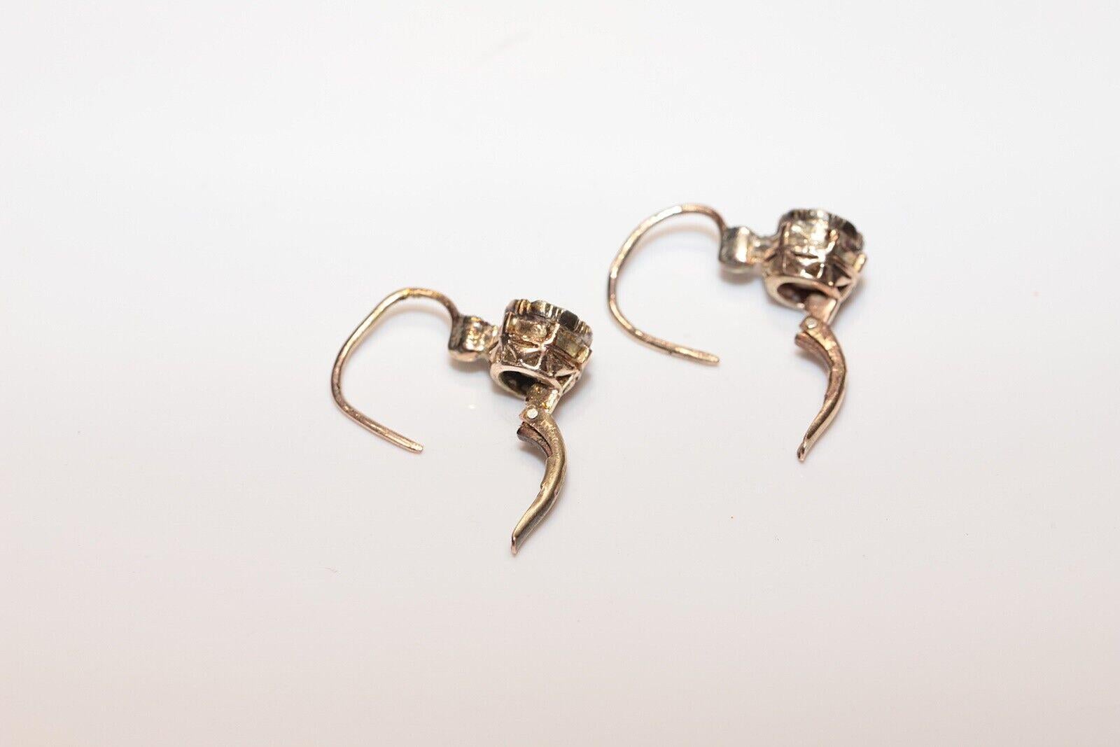 New Made 8k Gold Natural Rose Cut Diamond Decorated Earring For Sale 4