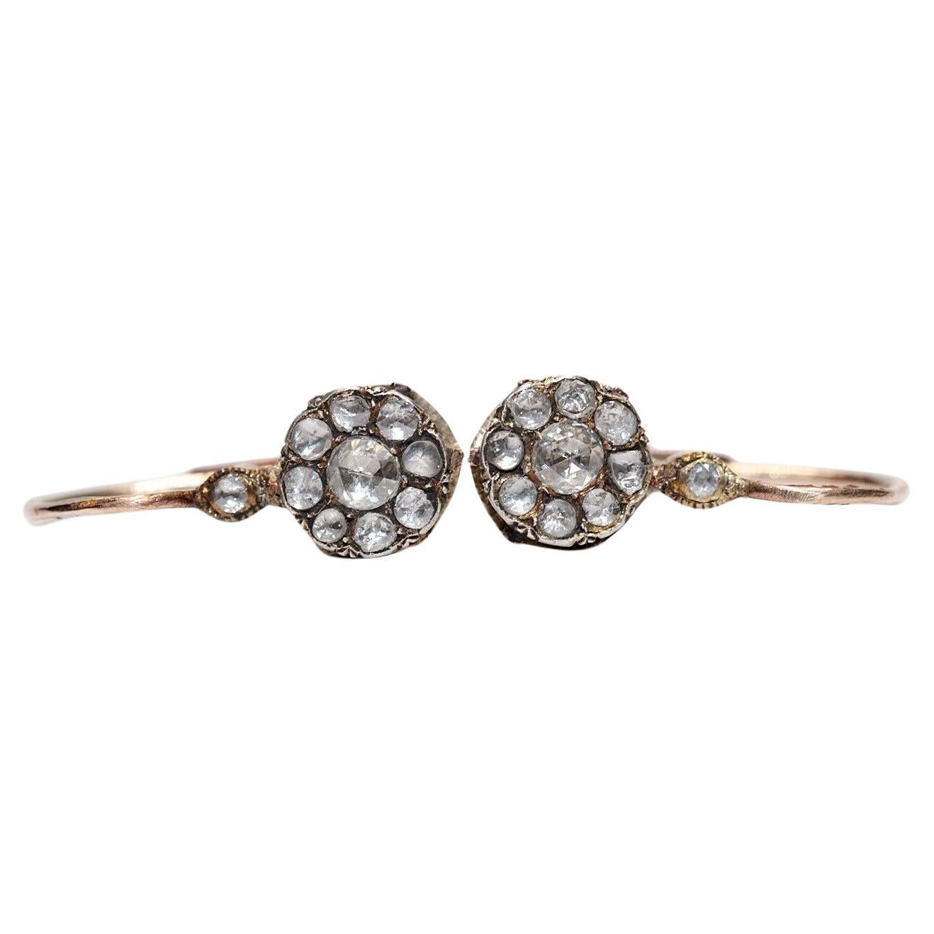 New Made 8k Gold natürlichen Rosenschliff Diamant dekoriert Ohrring