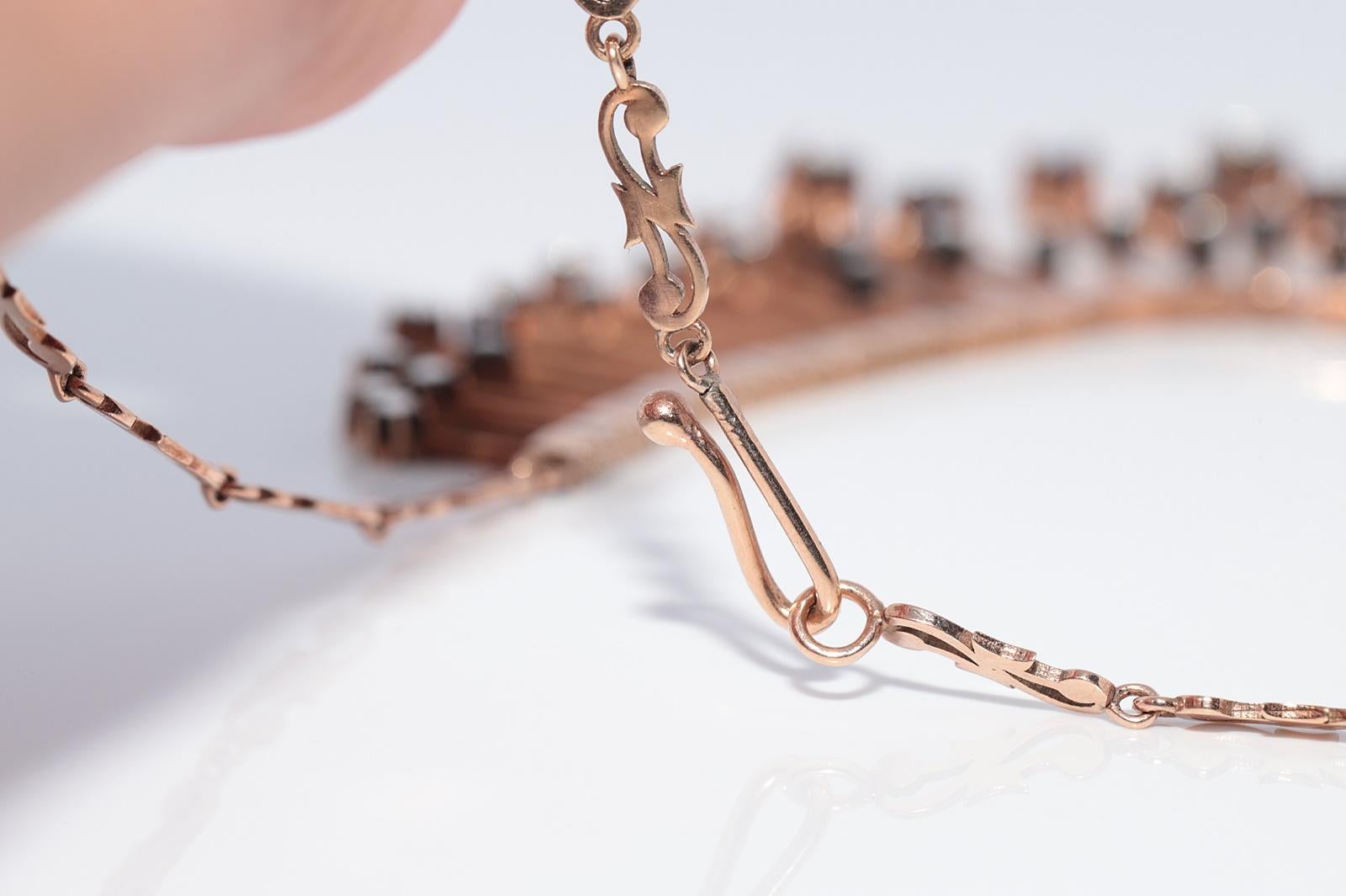 New Made Collier en or 8k orné de diamants naturels taillés en rose en vente 4