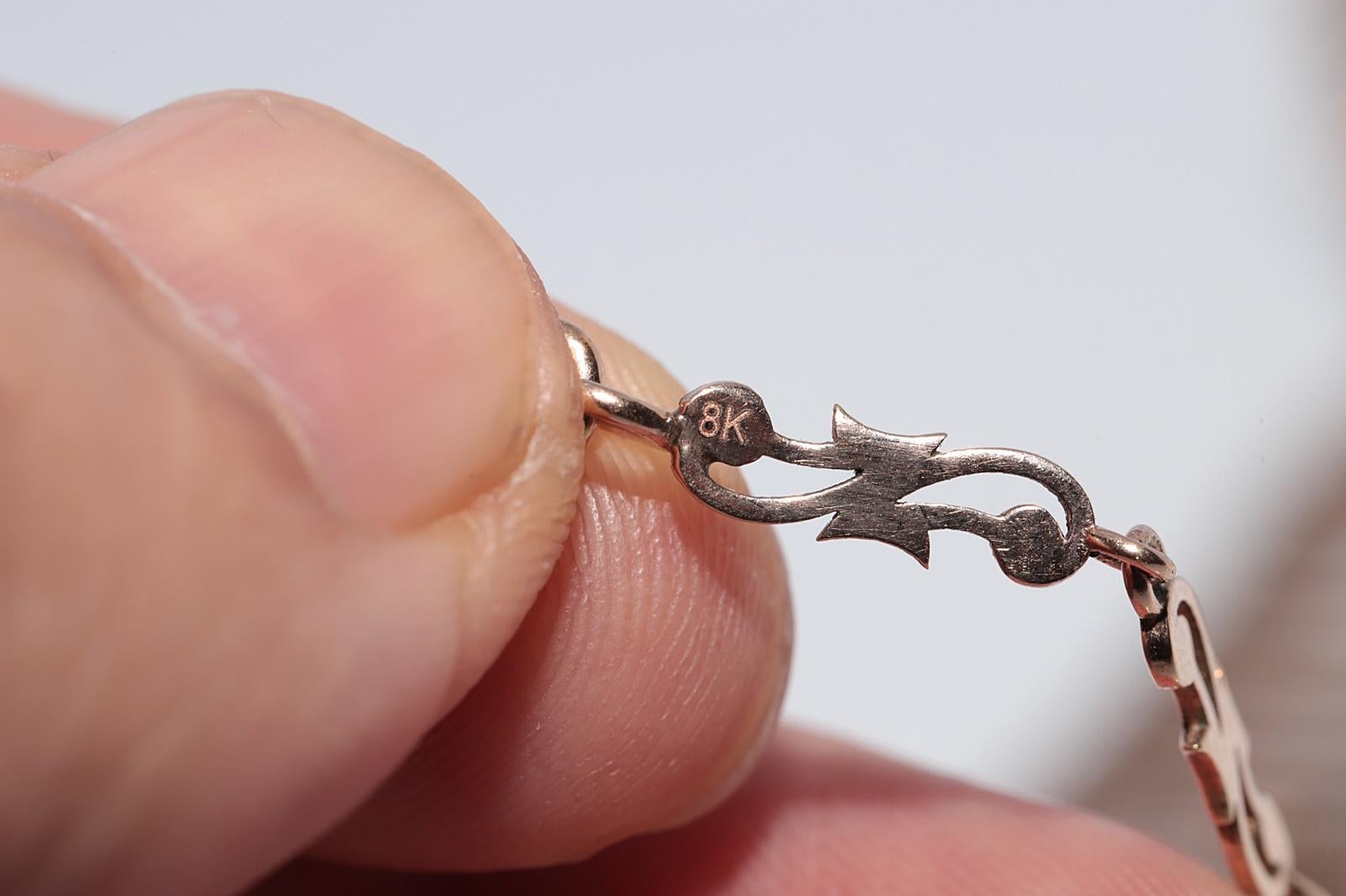 New Made Collier en or 8k orné de diamants naturels taillés en rose en vente 9