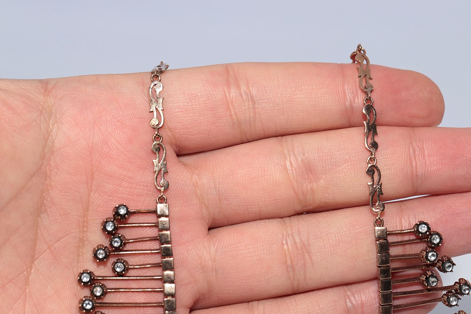 New Made Collier en or 8k orné de diamants naturels taillés en rose en vente 10