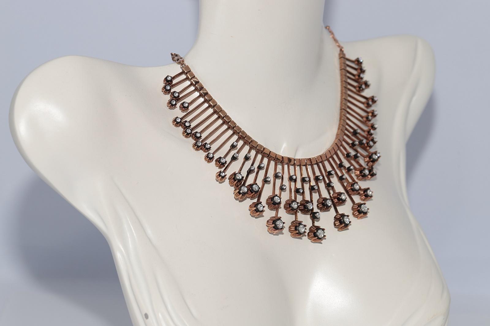 New Made Collier en or 8k orné de diamants naturels taillés en rose Bon état - En vente à Fatih/İstanbul, 34