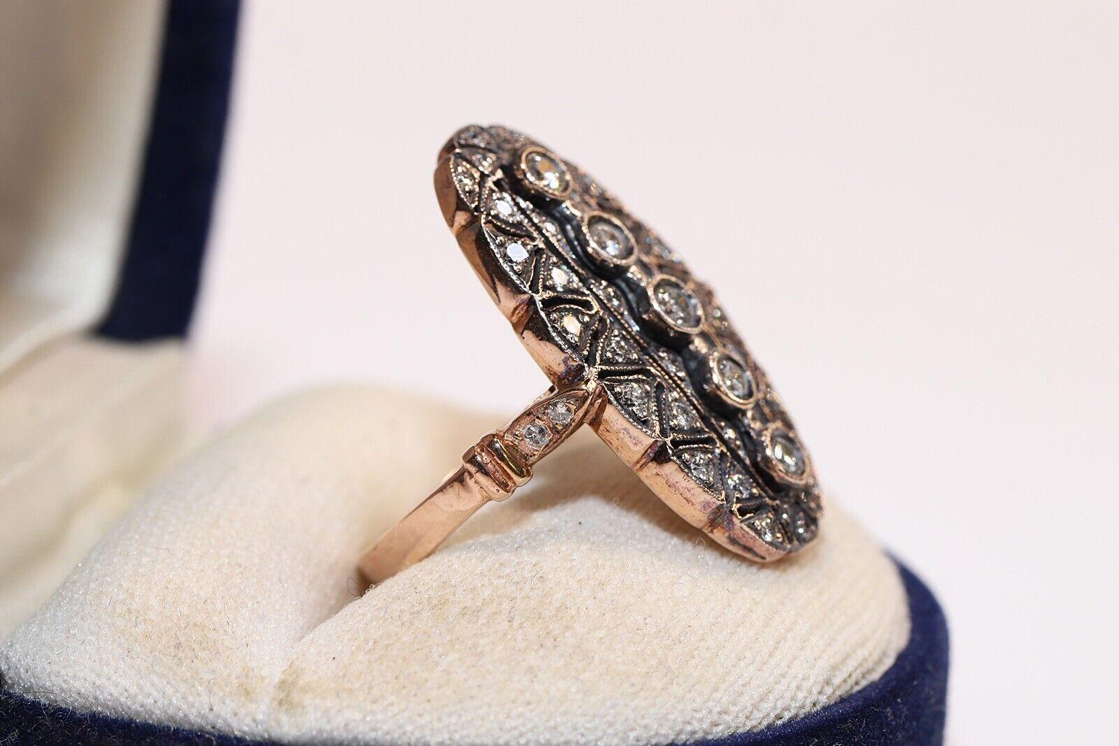 Modern New Made 8k Gold Top Silver Natural Diamond Decorated Navette Ring  For Sale