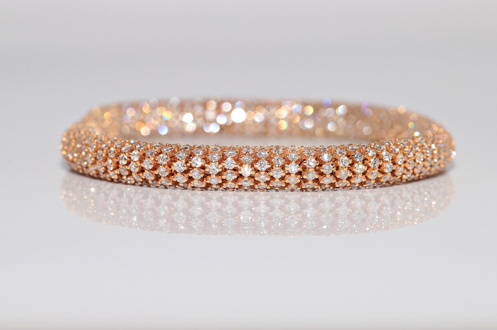 New Made Handcrafted 18k Gold Natural Diamond Decorated Strong Bracelet Neuf - En vente à Fatih/İstanbul, 34