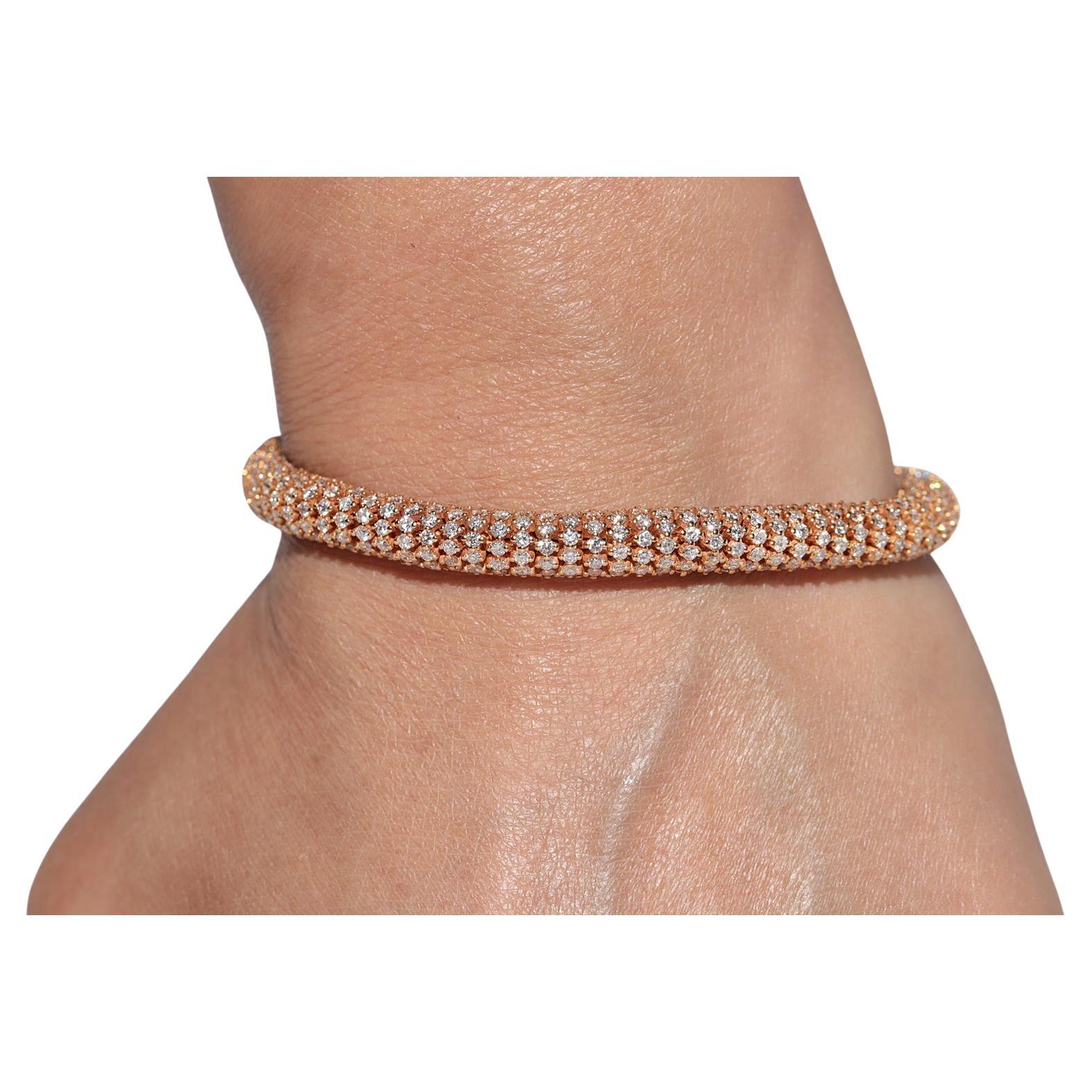 Pulsera Fuerte de Oro de 18k Decorada con Diamantes Naturales de Nueva Fabricación Artesanal