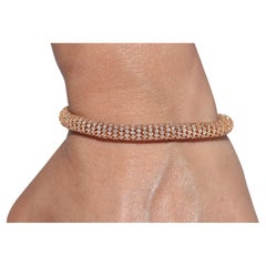 Pulsera Fuerte de Oro de 18k Decorada con Diamantes Naturales de Nueva Fabricación Artesanal