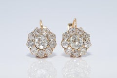 New Made Handcrafted 18k Gold Natural Old Cut Diamond Decorated Earring