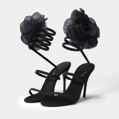 New Magda Butrym Peep Toe Mules in black satin , Size 39