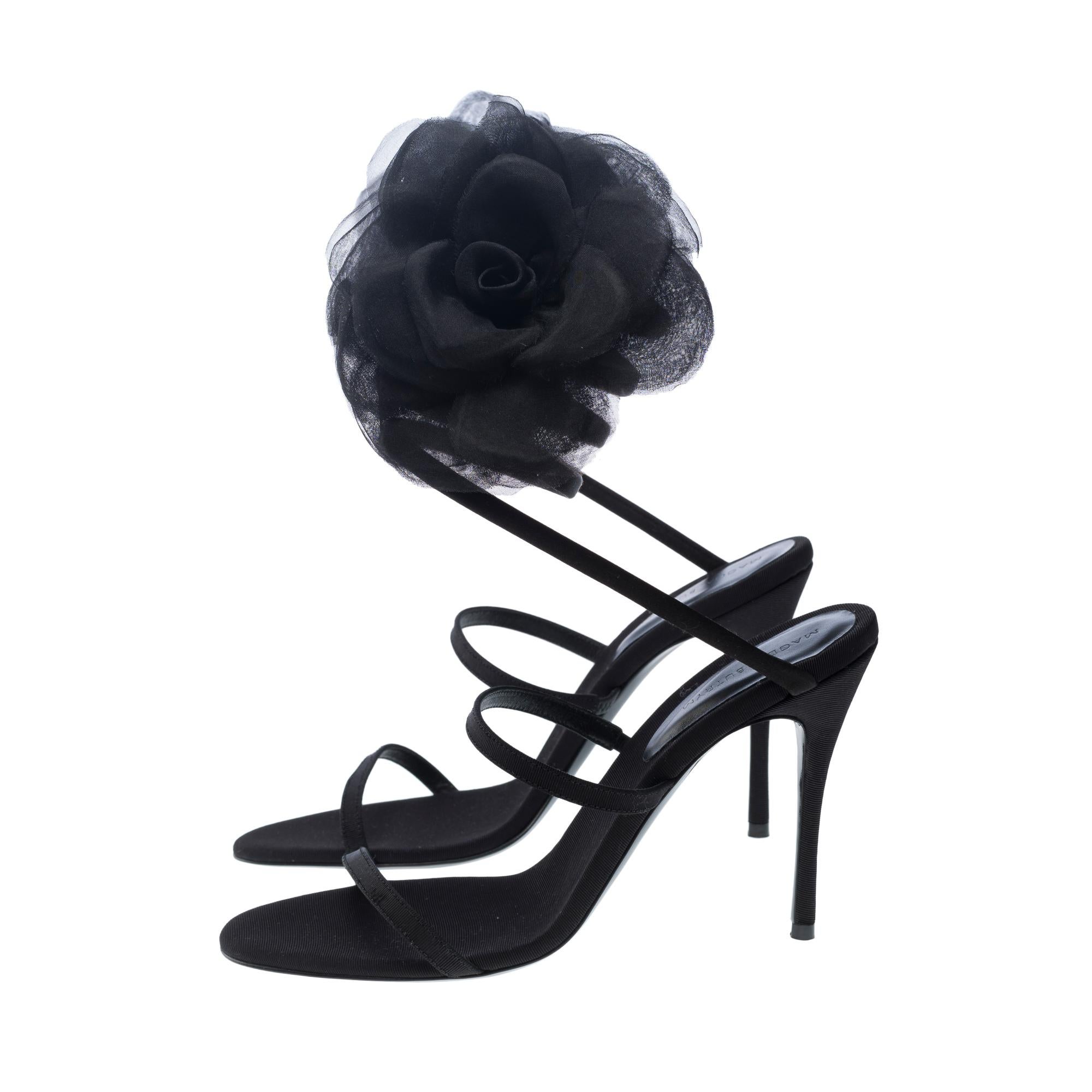 New Magda Butrym Peep Toe Mules in black satin , Size 39 For Sale 1