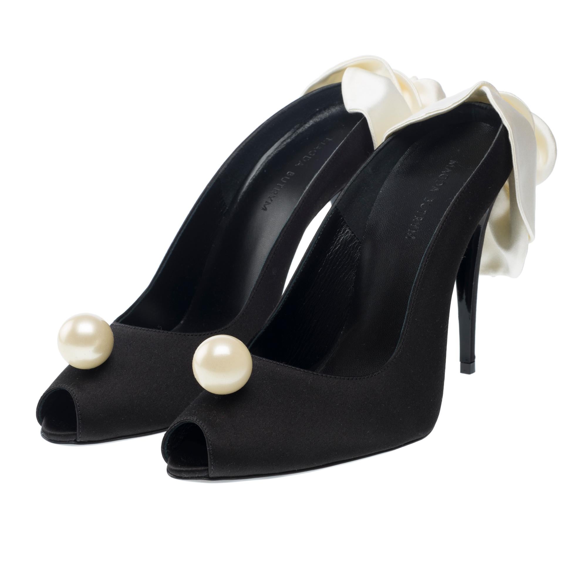 Pink New Magda Butrym Spiral Sandals Black Flower , Size 39 For Sale
