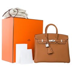 New Magnificent Hermes Birkin 25 Handtasche in Gold Togo Leder, PHW