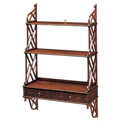 New Mahogany Chippendale Style Hanging Shelf w/ Drawer & Blind Fret Work New Mahogany Chippendale Style Hanging Shelf w/ Drawer & Blind Fret Work