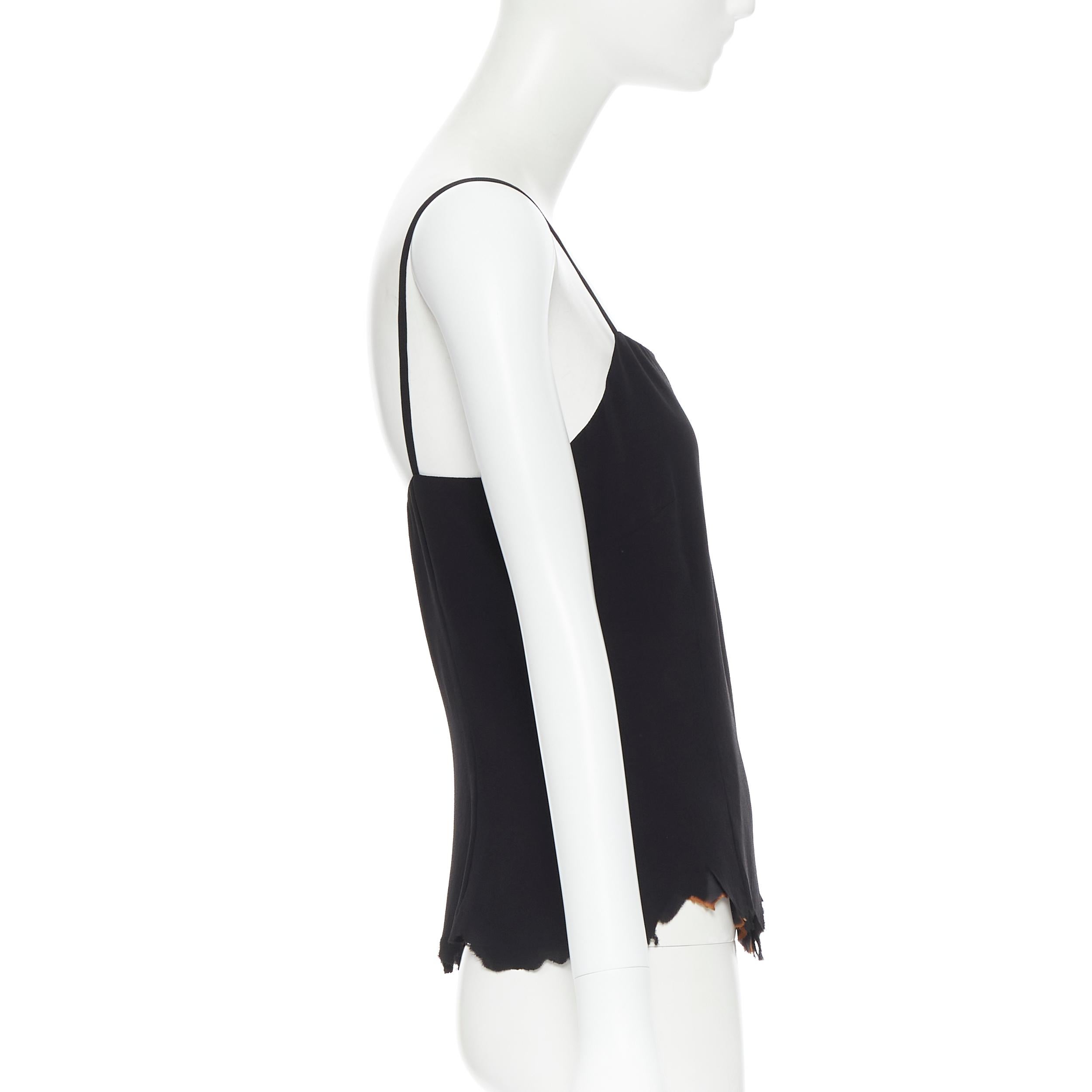 new MAISON MARGIELA 2005 Vintage black silk fire burnt hem camisole top IT42 In New Condition In Hong Kong, NT
