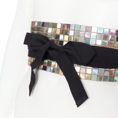 new MAISON MARGIELA 2014 iridescent mirrored tile wrap obi tie statement belt