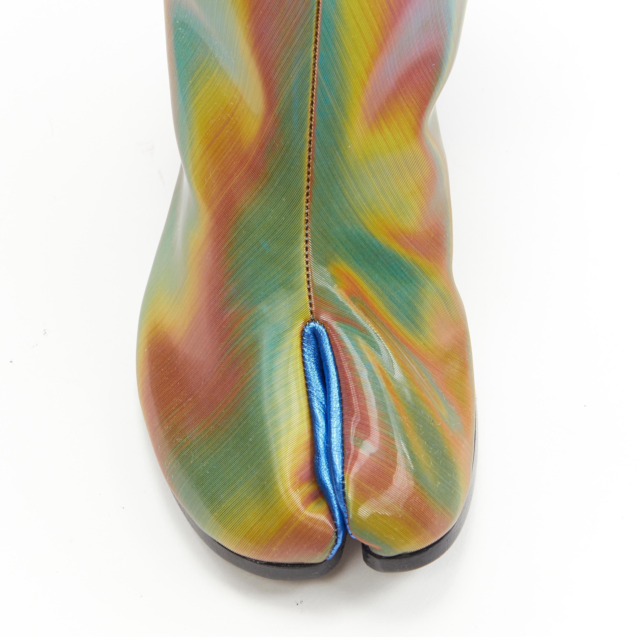 new MAISON MARGIELA 2019 Tabi holographic pink heel split toe camel boot EU39 In Good Condition In Hong Kong, NT