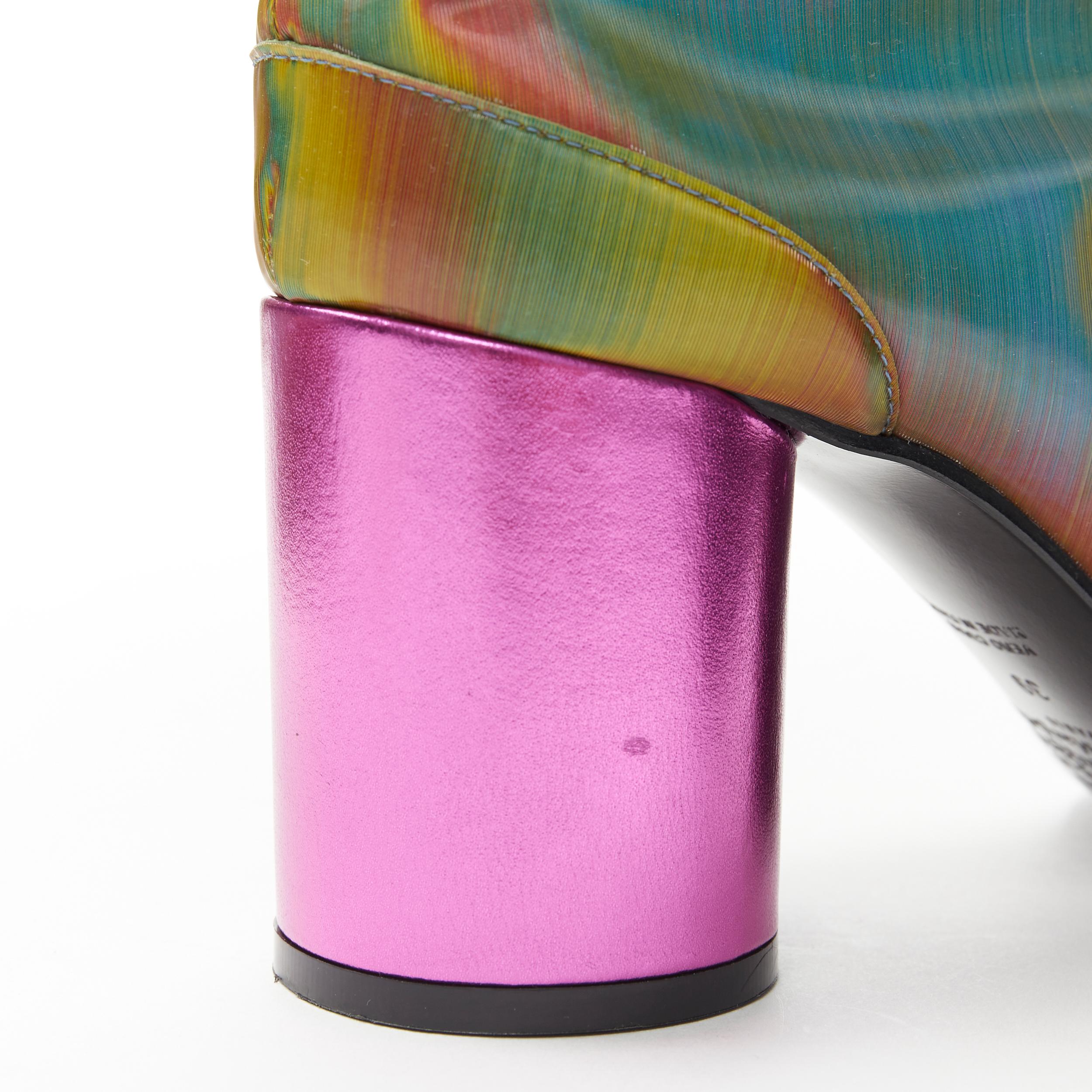 Women's new MAISON MARGIELA 2019 Tabi holographic pink heel split toe camel boot EU39
