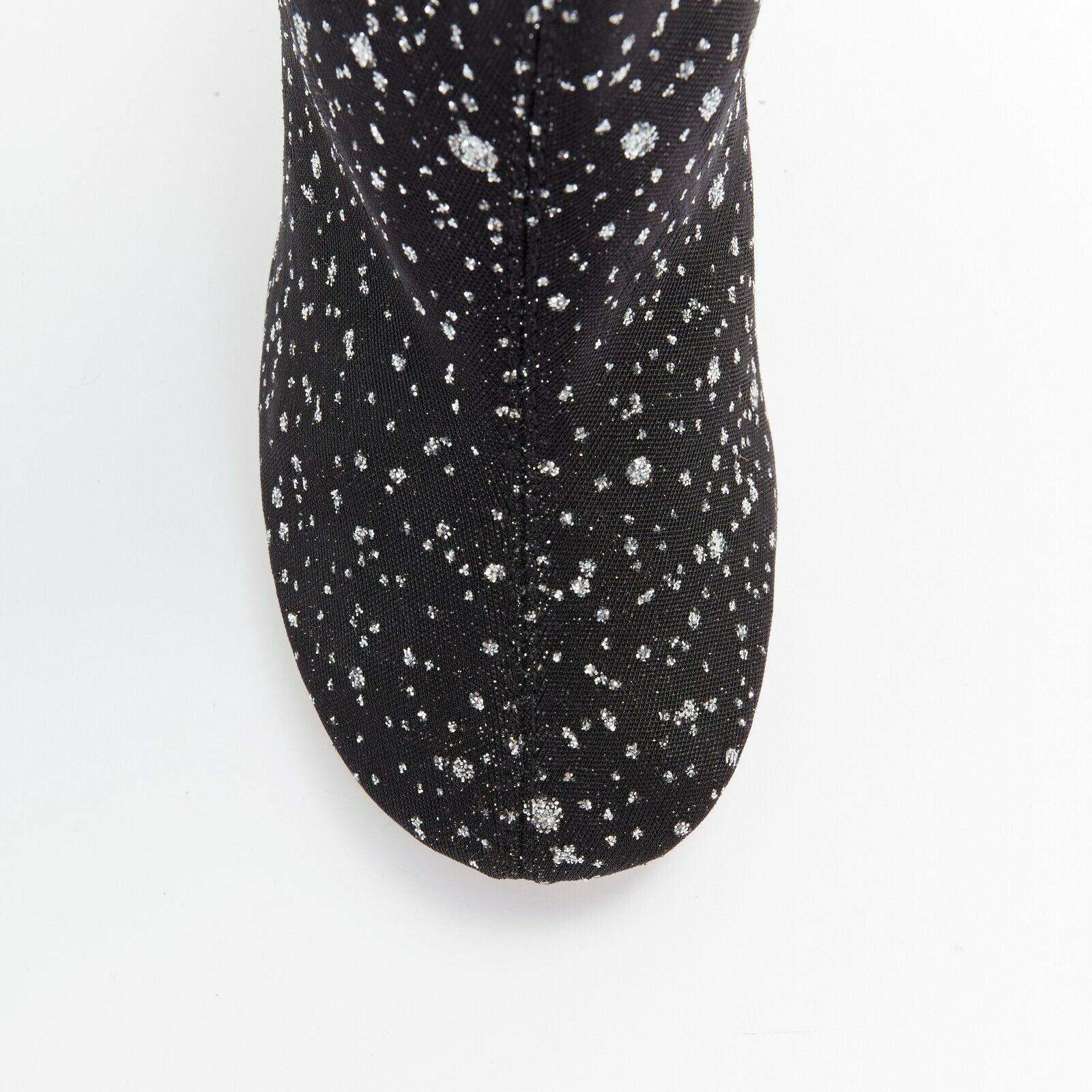 new MAISON MARGIELA black mesh speckle glitter silver chunky heel bootie EU39 1