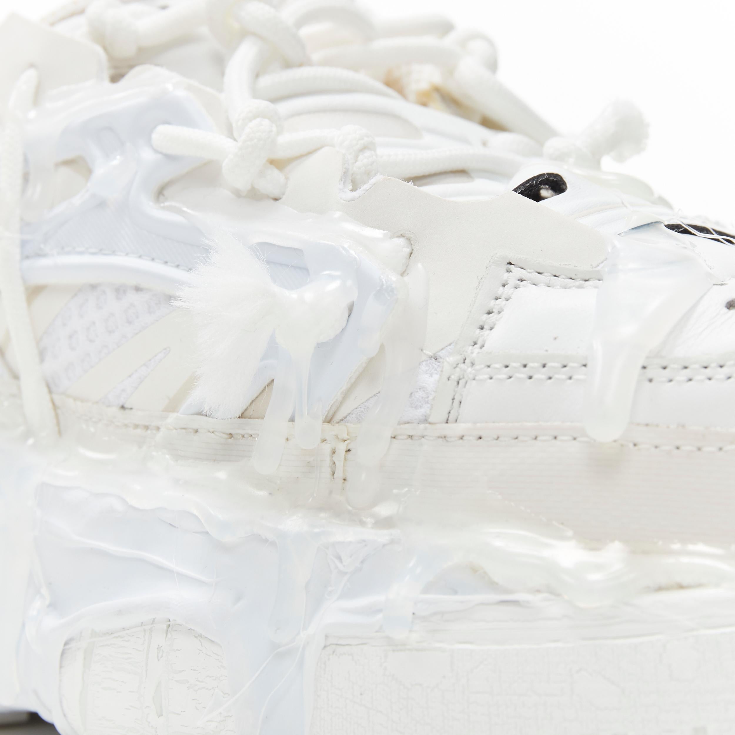 new MAISON MARGIELA Fusion white deconstructed glue covered low top sneaker EU39 3
