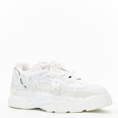 new MAISON MARGIELA Fusion white deconstructed glue covered low top sneaker EU39