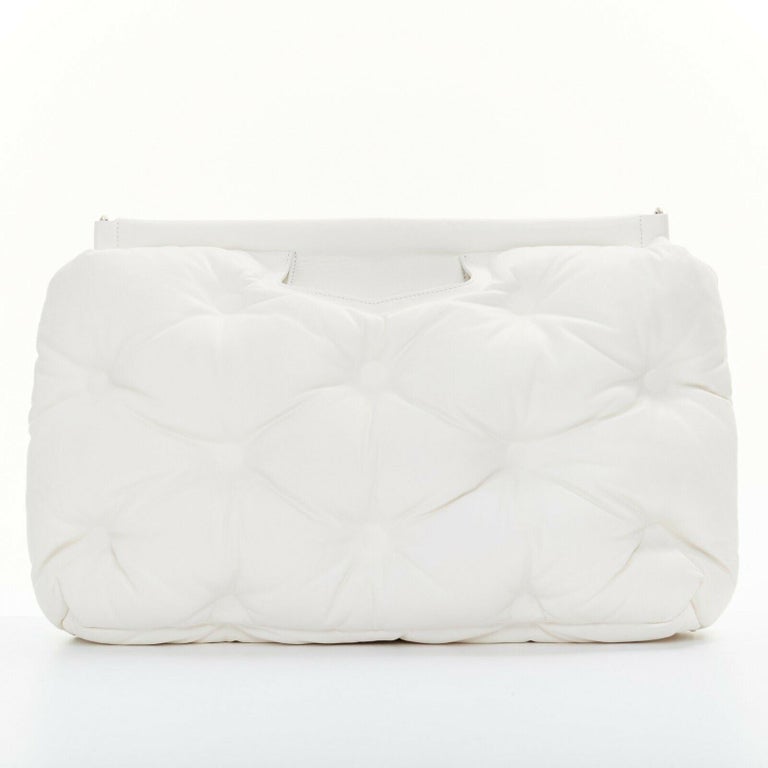 new MAISON MARGIELA Glam Slam white quilted padded leather pillow clasp ...