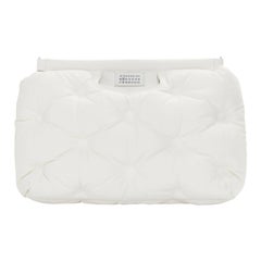 nuevo bolso tote MAISON MARGIELA Glam Slam de piel acolchada blanca con cierre de almohada