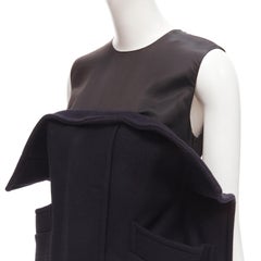 new MAISON MARGIELA JOHN GALLIANO 2019 deconstructed navy wool 2D dress IT40 S
