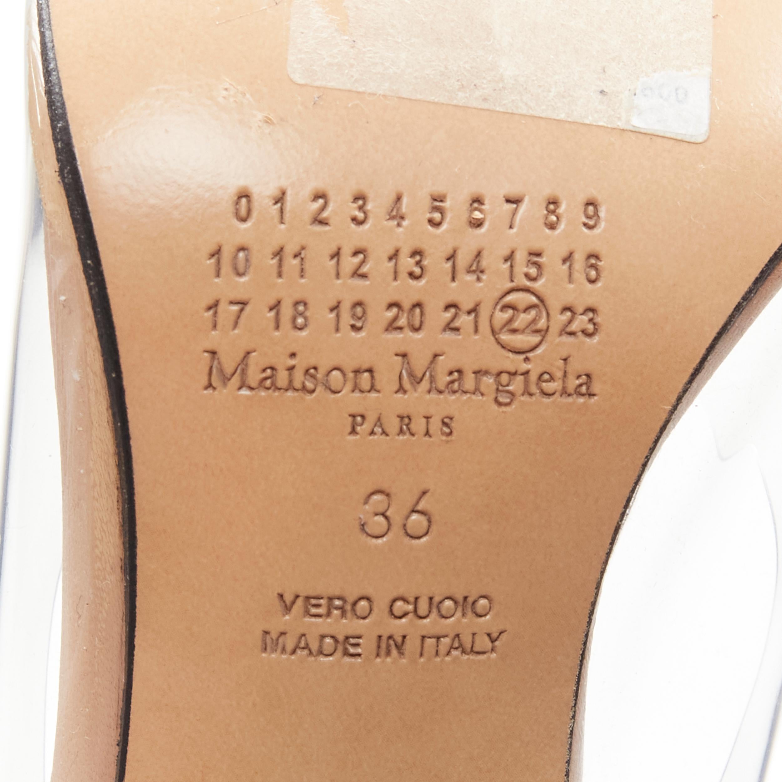 new MAISON MARGIELA Tabi PVC transparent clear ankle strap cone heel pump EU36 For Sale 2