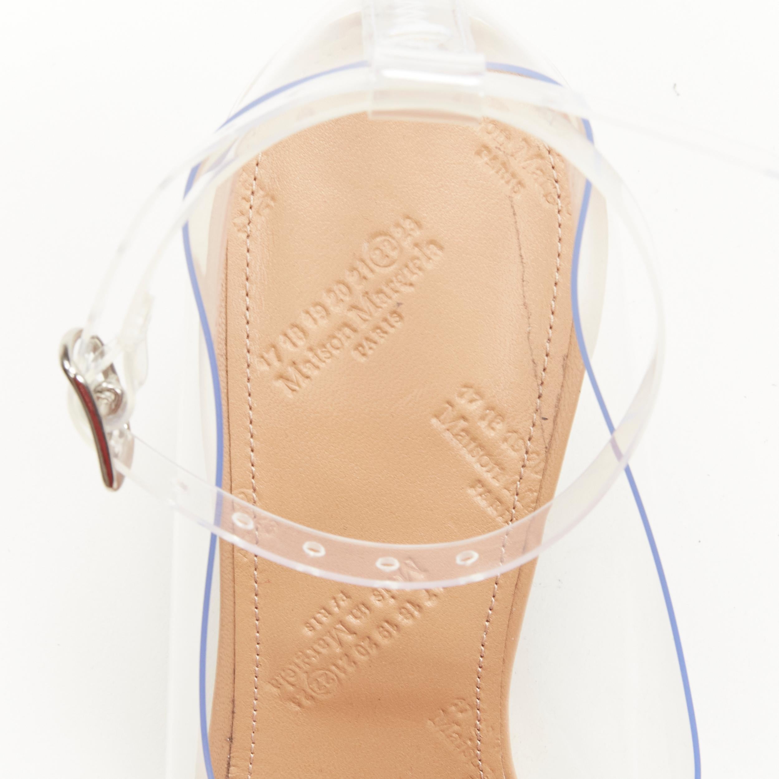 new MAISON MARGIELA Tabi PVC transparent clear ankle strap cone heel pump EU36 For Sale 1