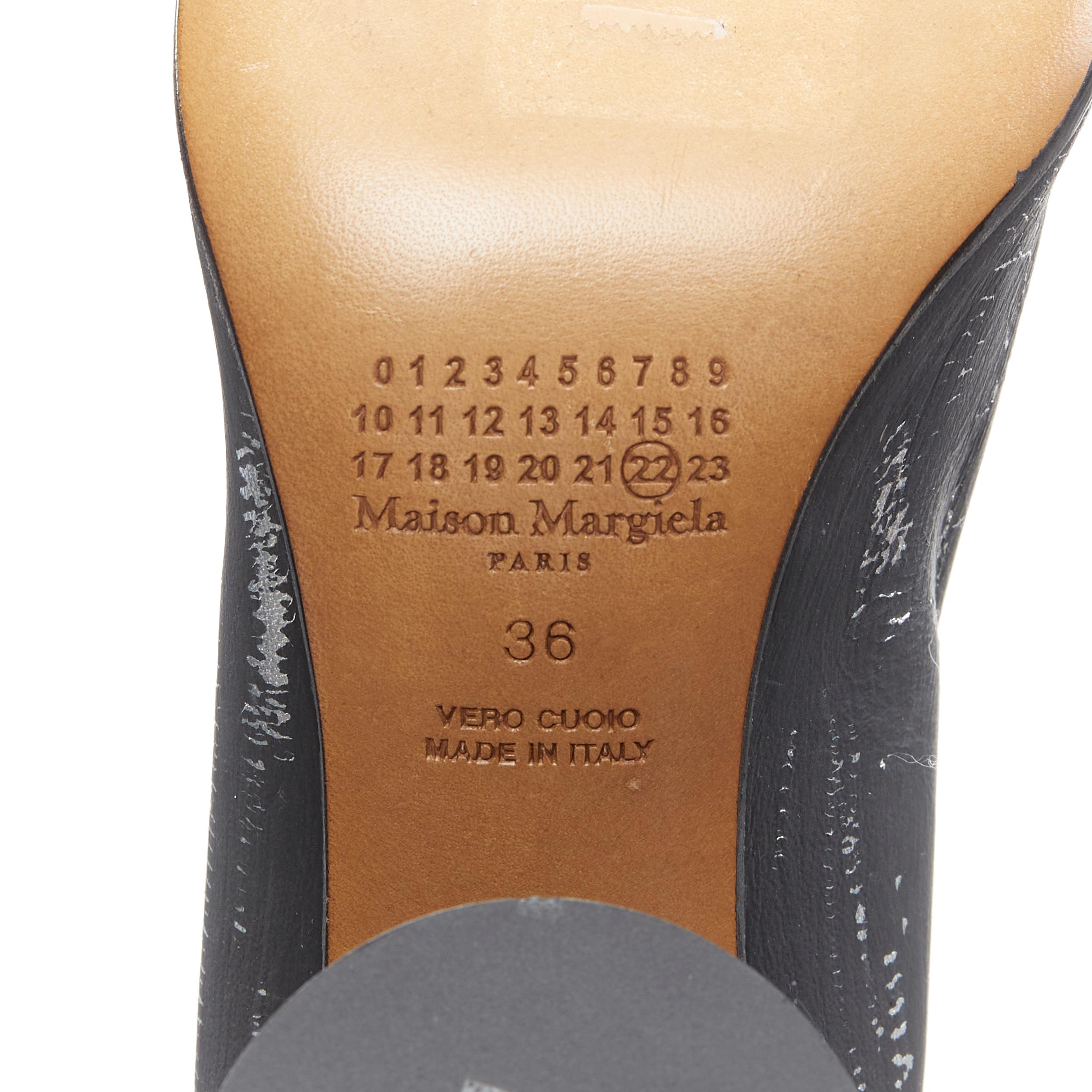 new MAISON MARGIELA Tabi split camel toe black silver paint ankle pump EU36 3