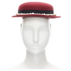 new MAISON MICHEL Melanie Pearles burgundy red wool felt topper fedora hat 54cm