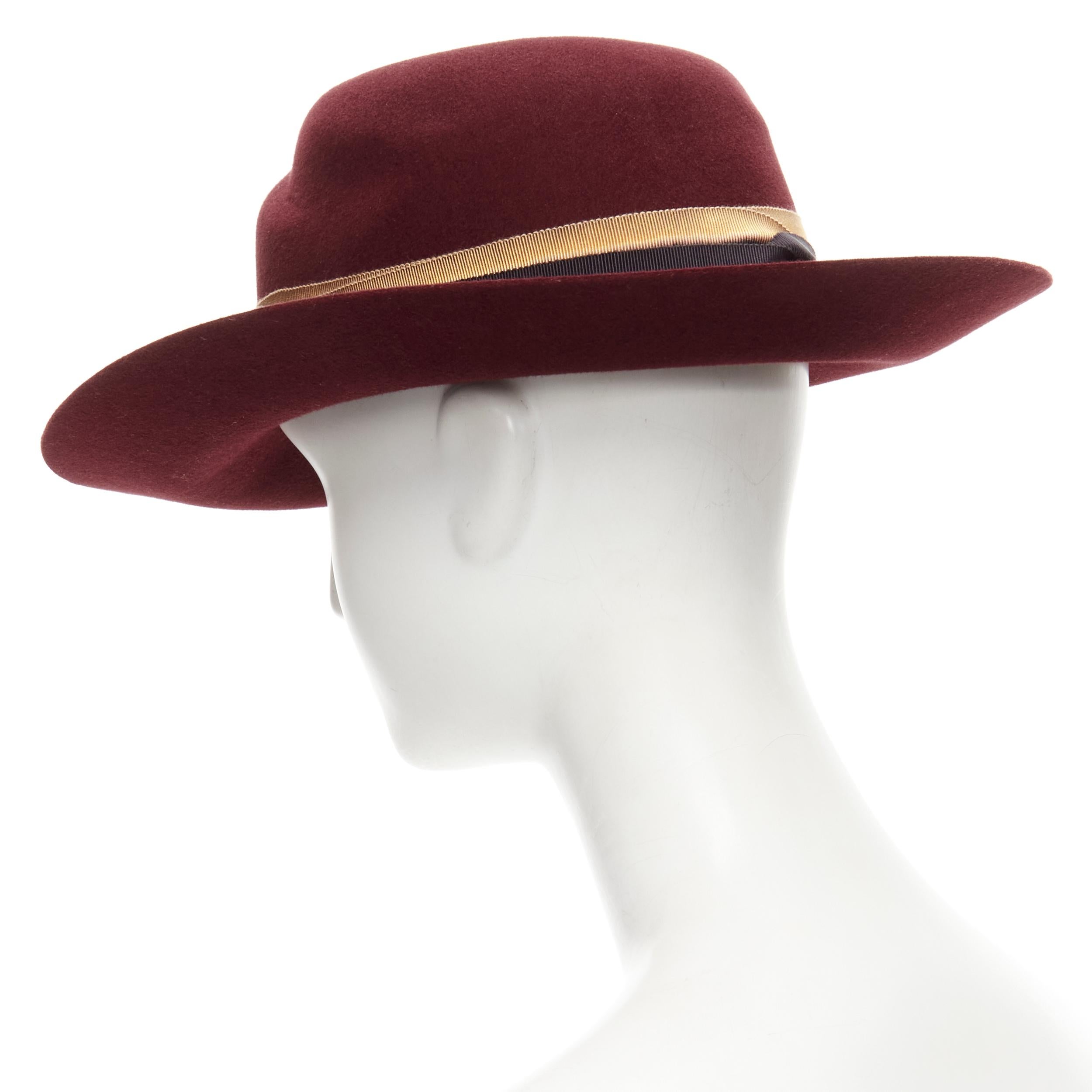 Gray new MAISON MICHEL Virginie Stick Cherry red bleach fight bondage fedora hat For Sale