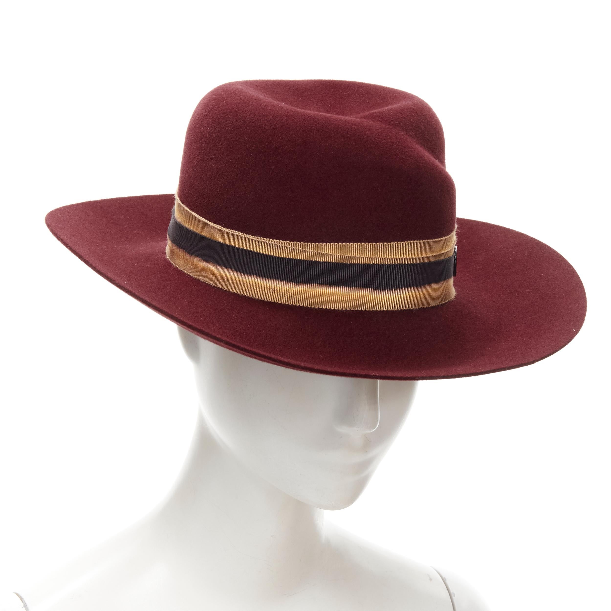 new MAISON MICHEL Virginie Stick Cherry red bleach fight bondage fedora hat In New Condition For Sale In Hong Kong, NT