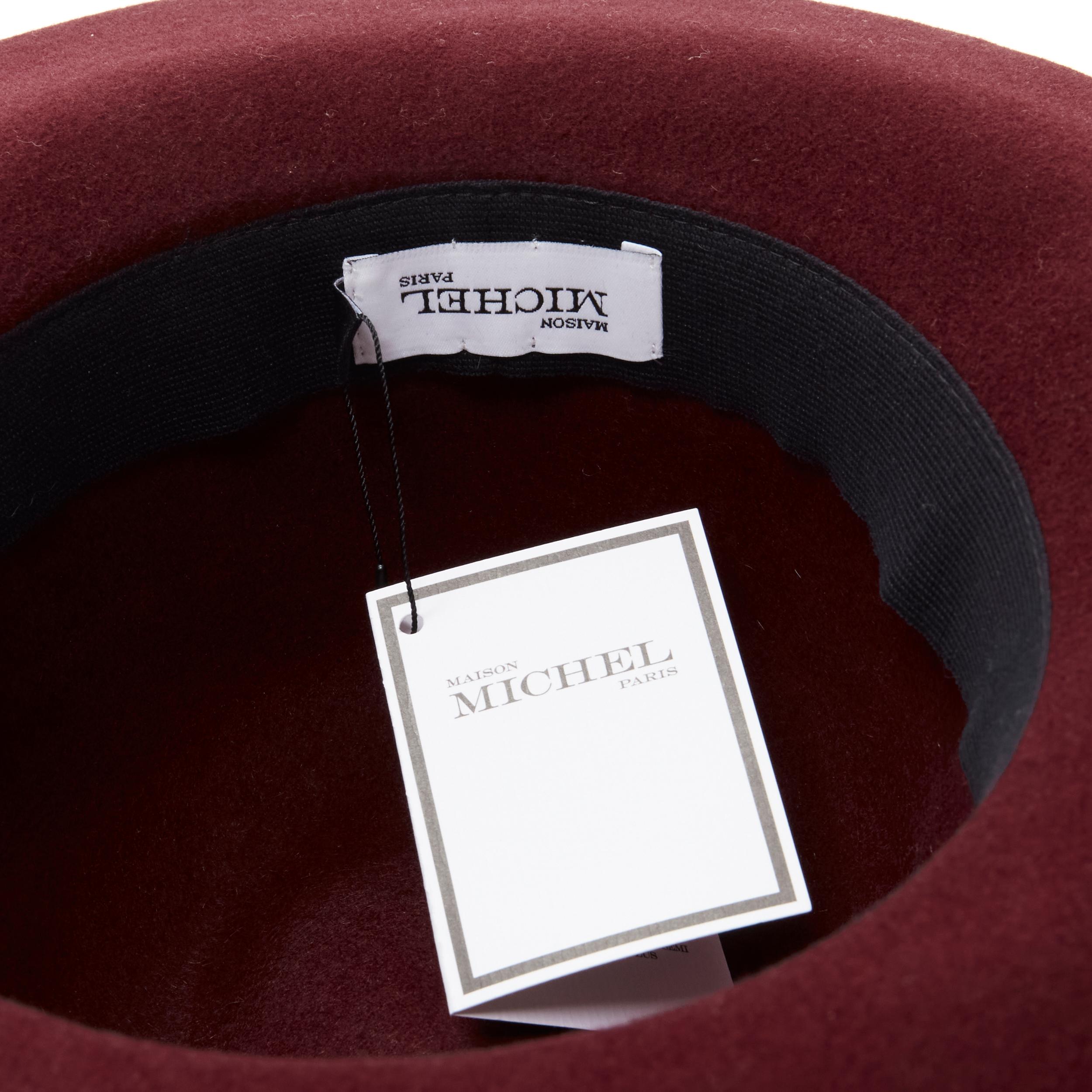 Women's new MAISON MICHEL Virginie Stick Cherry red bleach fight bondage fedora hat For Sale