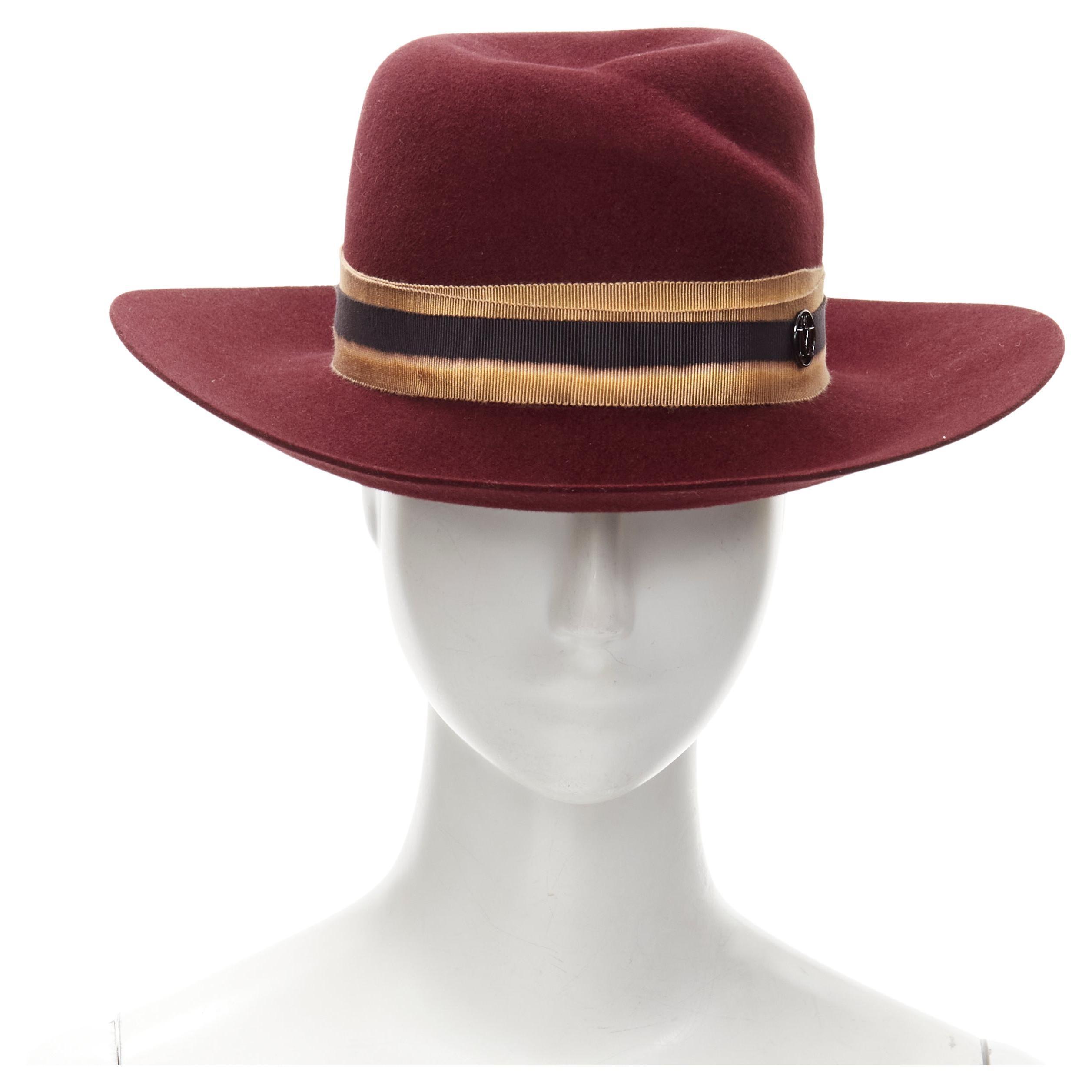 new MAISON MICHEL Virginie Stick Cherry red bleach fight bondage fedora hat For Sale