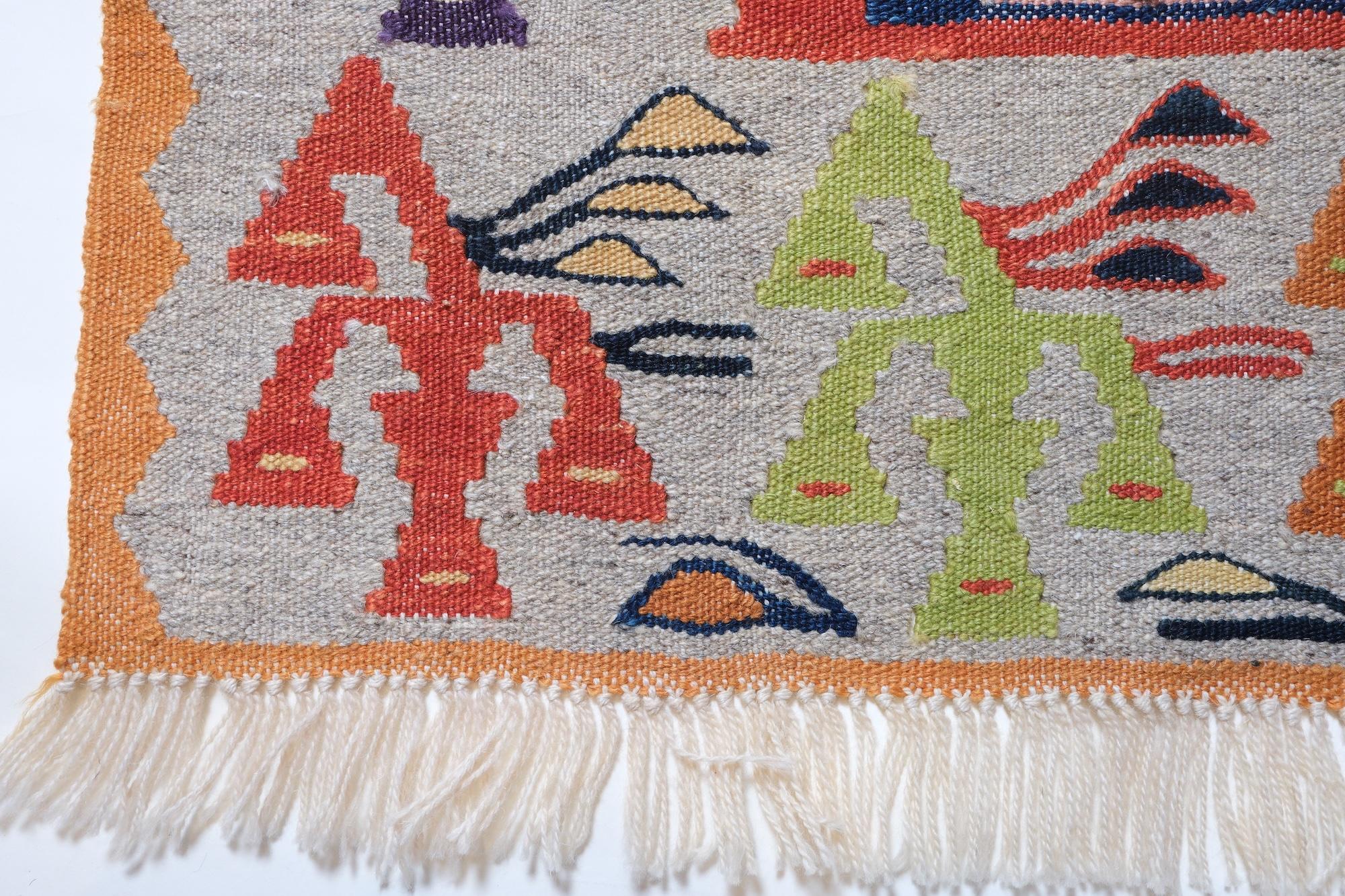 This is a Western Anatolian Modern 'New' Fine Kilim from the Manisa region with a rare and beautiful color composition. 

This kilim is woven according to traditional kilim techniques. Manisa is a town with a thriving tradition revival project and