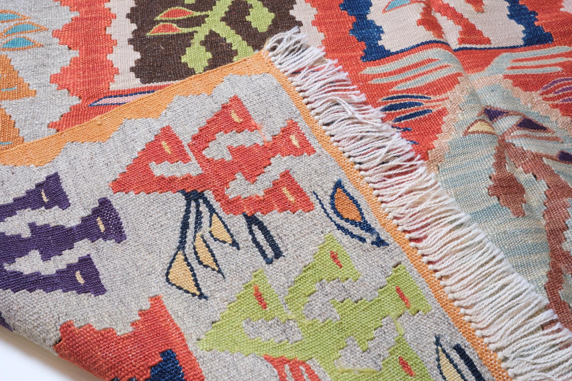 New Manisa Fine Handwoven Modern Kilim West Anatolian Rug Turkish Wool Carpet Tejido a mano en venta
