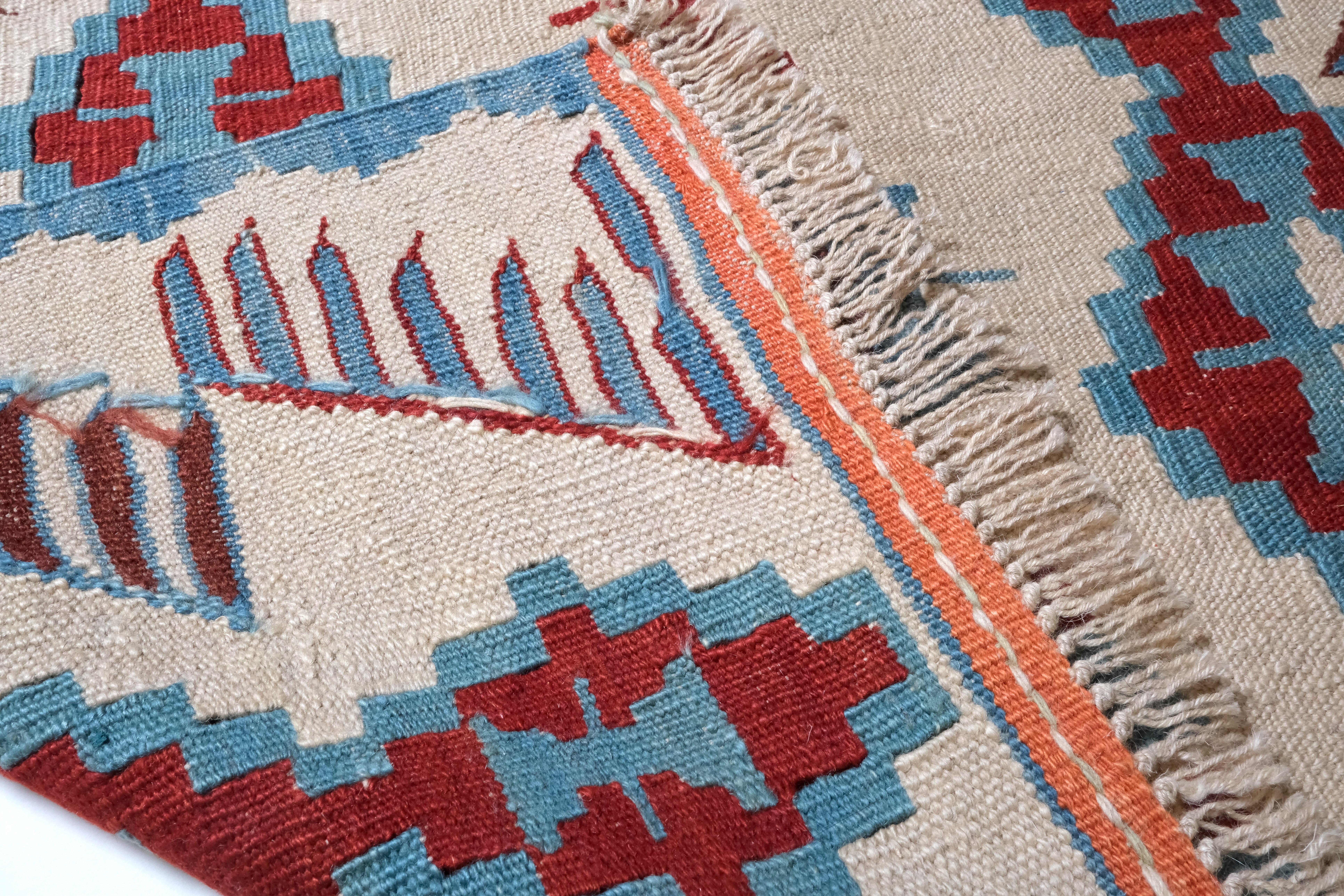 Contemporary New Manisa Fine Handwoven Modern Kilim West Anatolian Rug Turkish Wool Carpet For Sale
