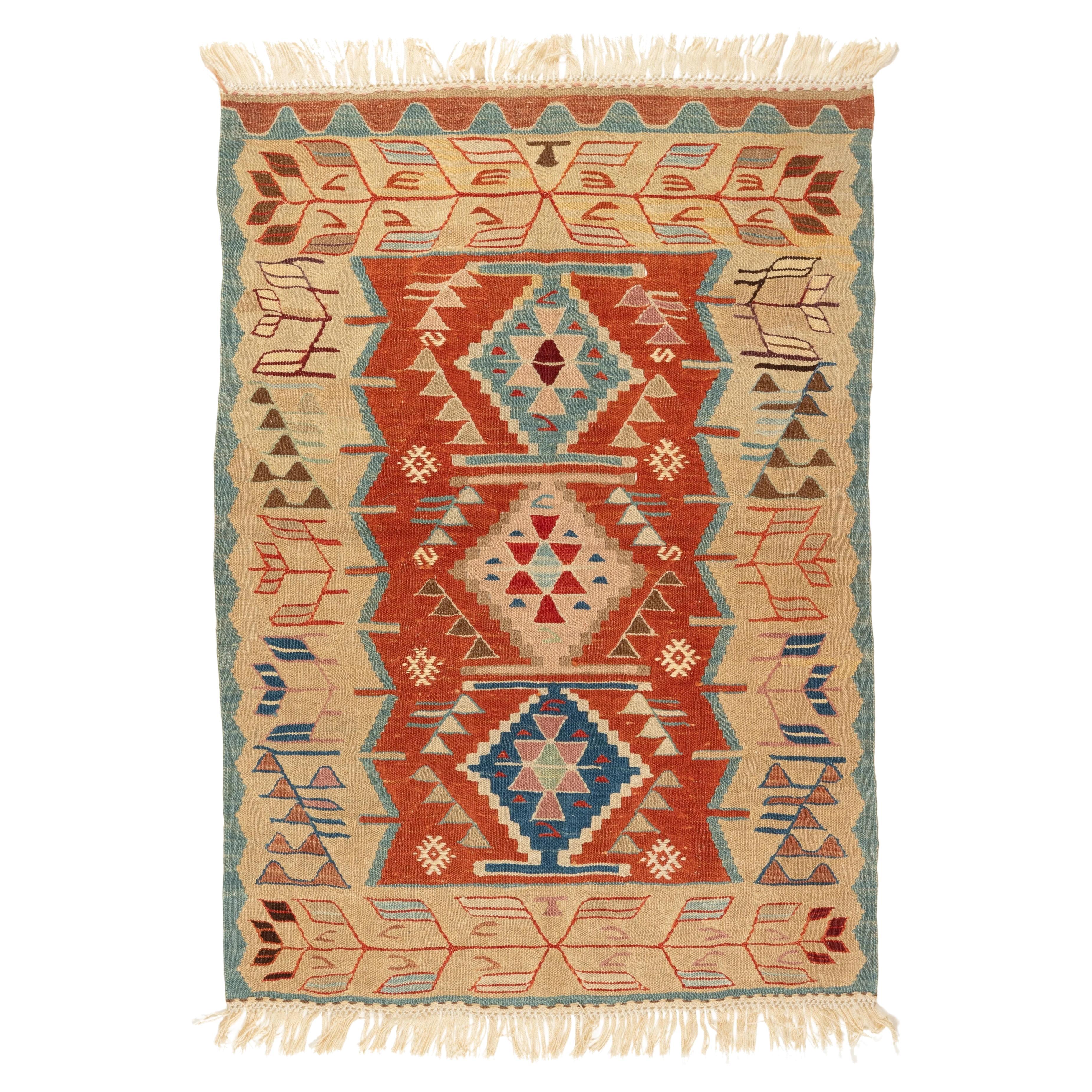 Nouveau tapis Kilim moderne d'Anatolie occidentale tissé à la main Manisa