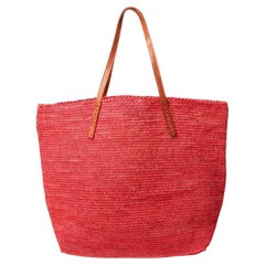 New Mar Y Sol Coral Pink Portland Crocheted Raffia Shoulder Tote Bag