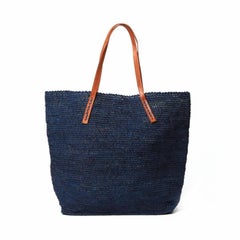 New Mar Y Sol Navy Portland Crocheted Raffia Shoulder Tote Bag