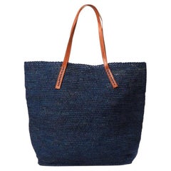 New Mar Y Sol Navy Portland Crocheted Raffia Shoulder Tote Bag